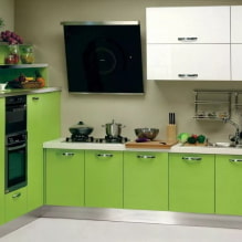 Šviesiai žalia virtuvė: deriniai, užuolaidų ir apdailos pasirinkimas, nuotraukų pasirinkimas-4