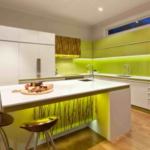 Šviesiai žalia virtuvė: deriniai, užuolaidų ir apdailos pasirinkimas, nuotraukų pasirinkimas-1