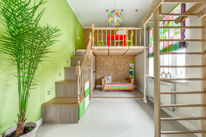 muro verde chiaro nella stanza dei bambini