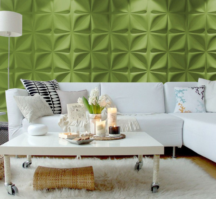 pareti verde chiaro nel soggiorno