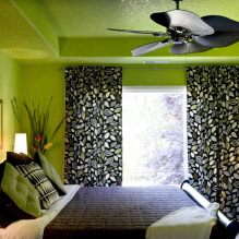 Šviesiai žali tapetai interjere: tipai, dizaino idėjos, derinys su kitomis spalvomis, užuolaidos, baldai-3