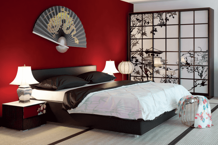 ארון בגדים בחדר השינה בסגנון יפני