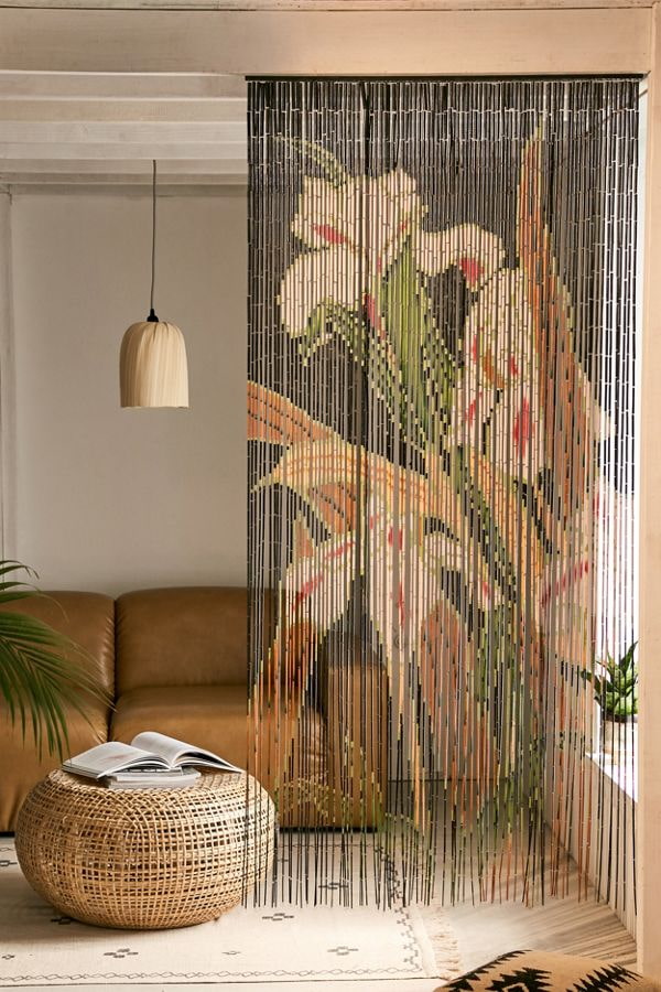 bambusz függöny mintával