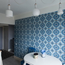 Blauw behang: combinaties, design, keuze van gordijnen, stijl en meubels, 80 foto's in het interieur -9