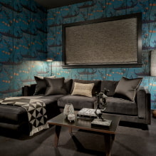Blauw behang: combinaties, design, gordijnenkeuze, stijl en meubels, 80 foto's in het interieur -8