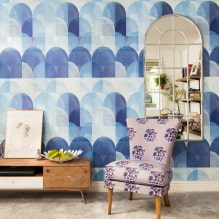 Blauw behang: combinaties, design, gordijnenkeuze, stijl en meubels, 80 foto's in het interieur -2