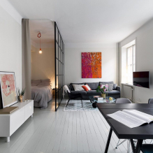 Hálószoba és nappali egy szobában: példák a zónákra és a tervezésre-5