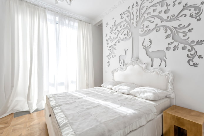 textiel en decor in de slaapkamer in witte kleuren