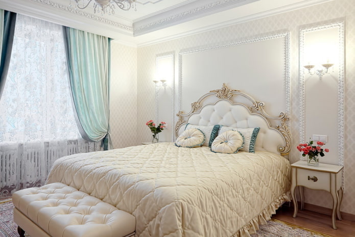bijeli interijer spavaće sobe u klasičnom stilu