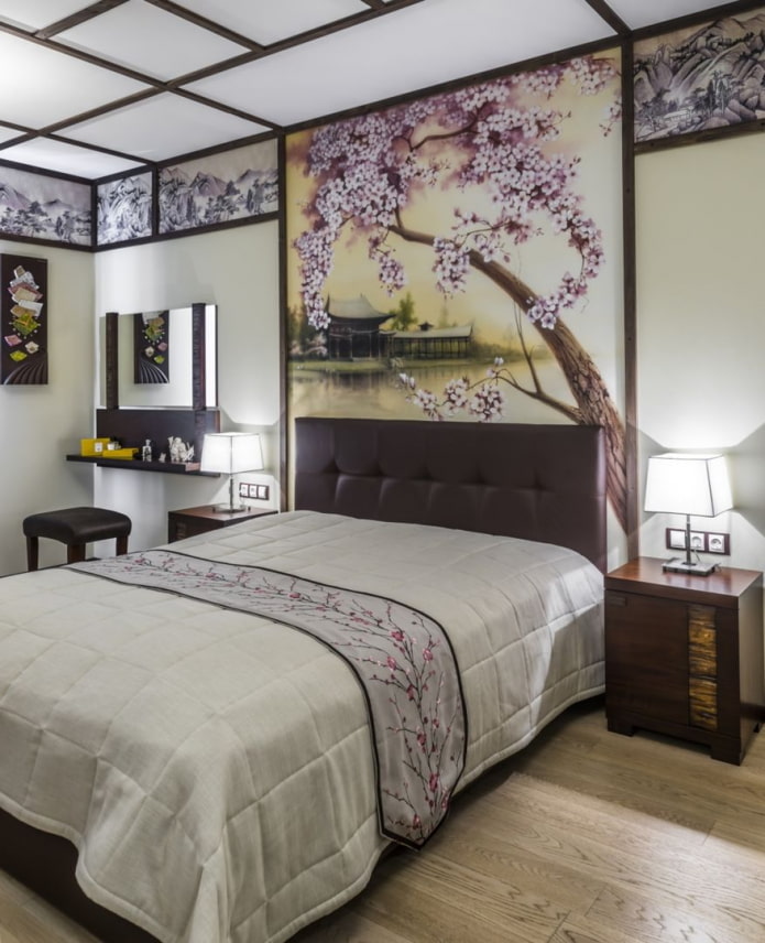 slaapkamer met Japanse decoratie