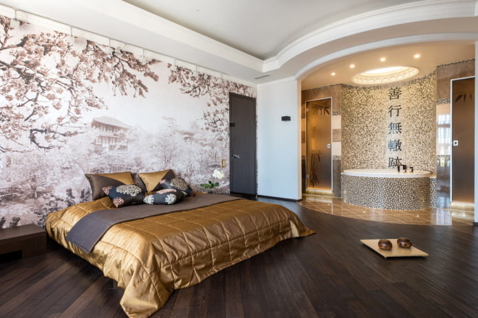 Slaapkamer in Japanse stijl: ontwerpkenmerken, foto in het interieur