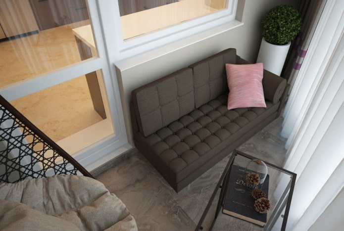 bank in het interieur van het balkon