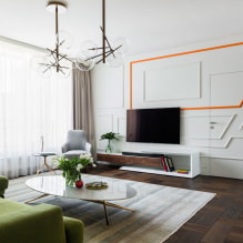 Televizorius gyvenamajame kambaryje: nuotrauka, vietos pasirinkimas, sienų dizaino galimybės salėje aplink TV-5