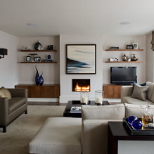 Televizorius gyvenamajame kambaryje: nuotrauka, vietos pasirinkimas, sienų dizaino galimybės salėje aplink TV-4