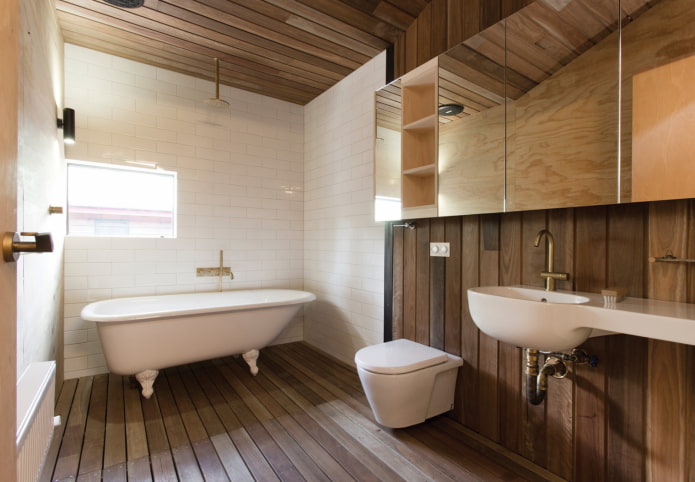 ξύλινη επένδυση μπάνιου
