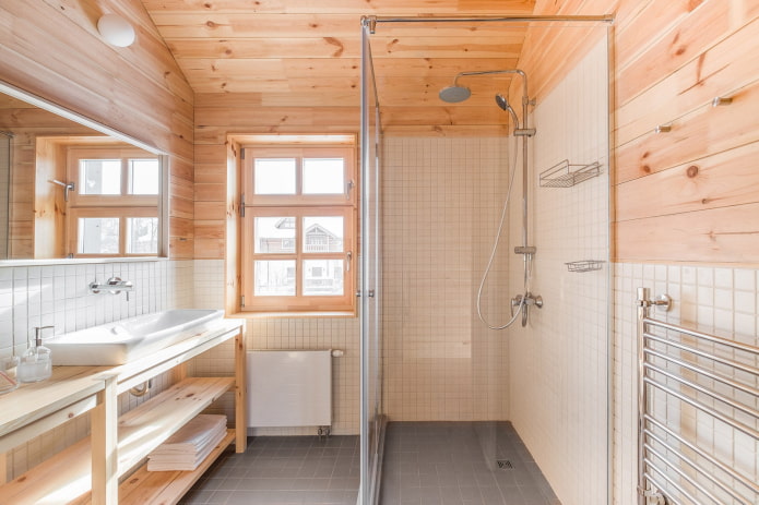 ξύλινη επένδυση μπάνιου