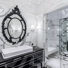 Klasikinio stiliaus vonios kambarys: apdailos pasirinkimas, baldai, santechnika, dekoras, apšvietimas-1