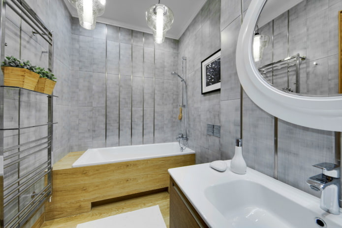 vonios kambario dizainas pilkais atspalviais
