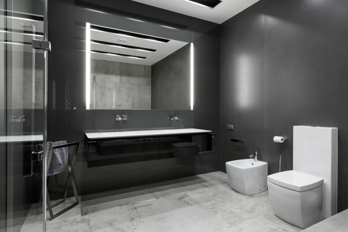 vonios kambario dizainas pilkais atspalviais