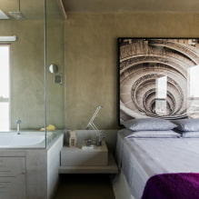 Fürdőszoba a hálószobában: előnyök és hátrányok, fotó a belső térben-7