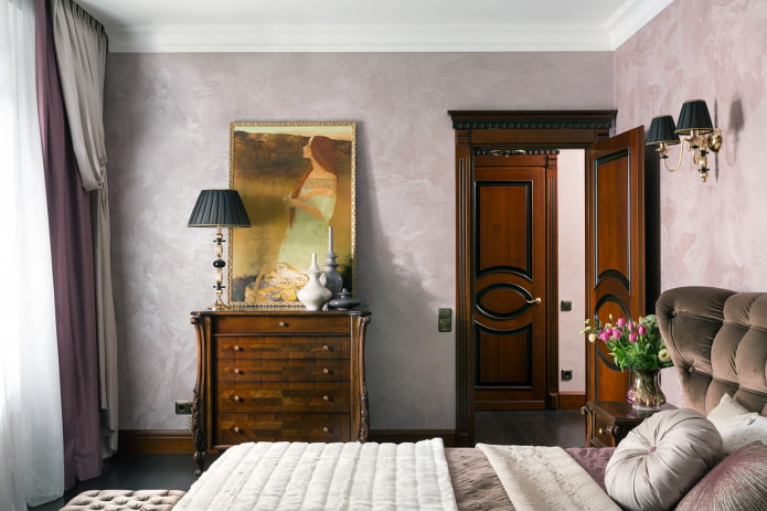 Venecijanska ukrasna žbuka u spavaćoj sobi