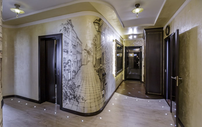 Velencei dekoratív vakolat a folyosón