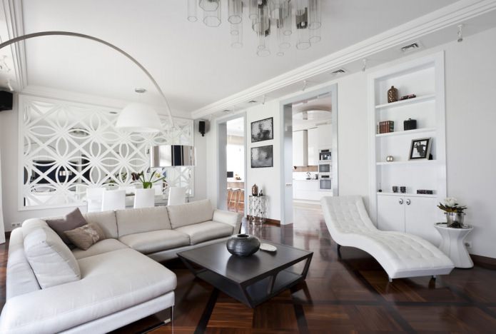 μοντέρνο σαλόνι σε λευκό χρώμα