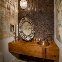 Veidrodžio pasirinkimas vonios kambaryje: tipai, formos, dekoras, spalva, variantai su raštu, foninis apšvietimas-8