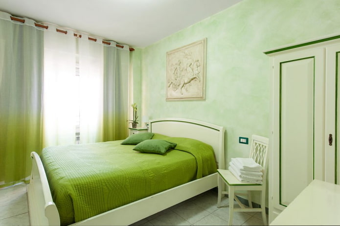 לקשט את חדר השינה בגוונים ירוקים