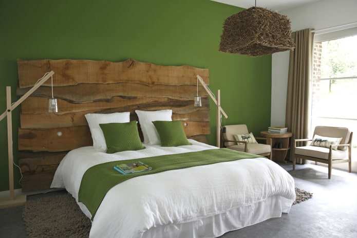 עיצוב חדר שינה בצבעים ירוקים