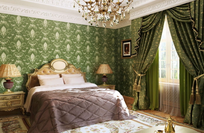 חדר שינה ירוק בסגנון קלאסי