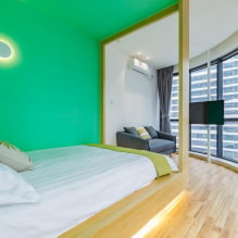 חדר שינה ירוק: גוונים, שילובים, מבחר גימורים, ריהוט, וילונות, תאורה -5