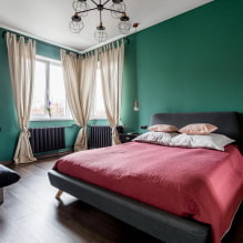 חדר שינה ירוק: גוונים, שילובים, מבחר גימורים, ריהוט, וילונות, תאורה -4