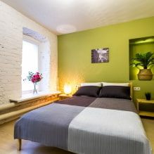 חדר שינה ירוק: גוונים, שילובים, מבחר גימורים, ריהוט, וילונות, תאורה -2