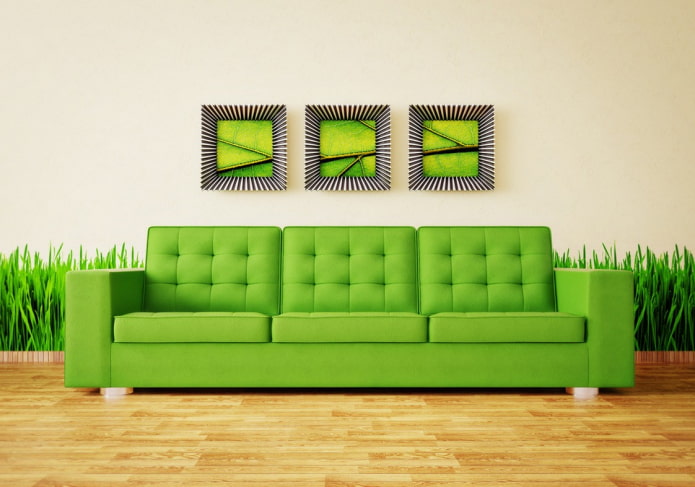 savas zöld kanapé a belső térben