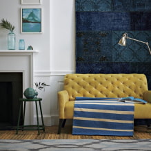 Geltona sofa interjere: tipai, formos, apmušalų medžiagos, dizainas, atspalviai, deriniai-1